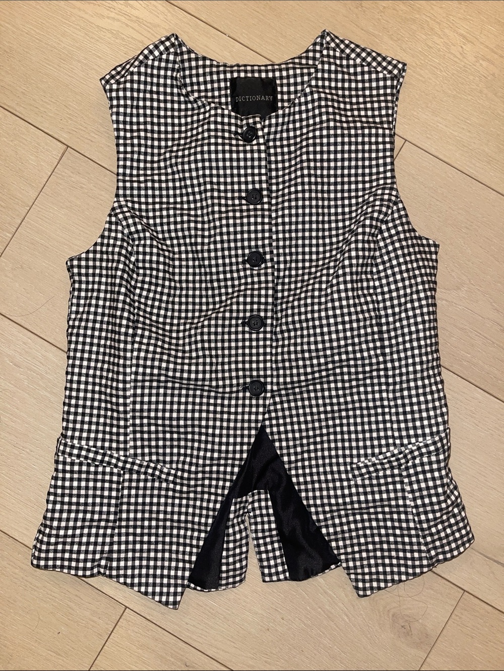 Dictionary Black & White Gingham Sleeveless Vest